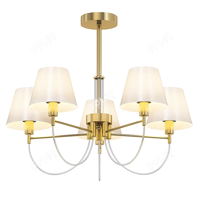 Elegant Textile Chandelier with Acrylic Horns 3D model image 1