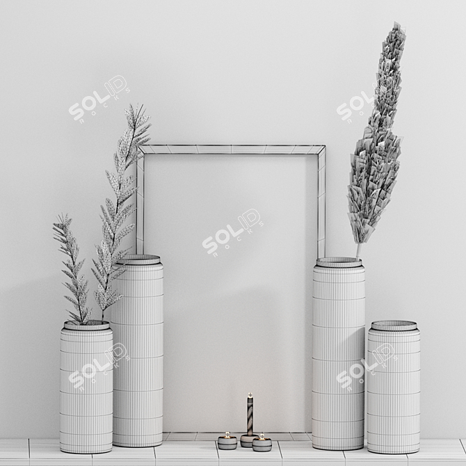 Elegant Glass Vase Decor Set 3D model image 5