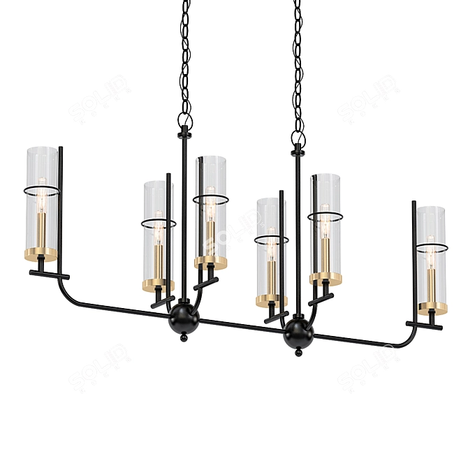 Elegant Iron Gold Chandelier 3D model image 1