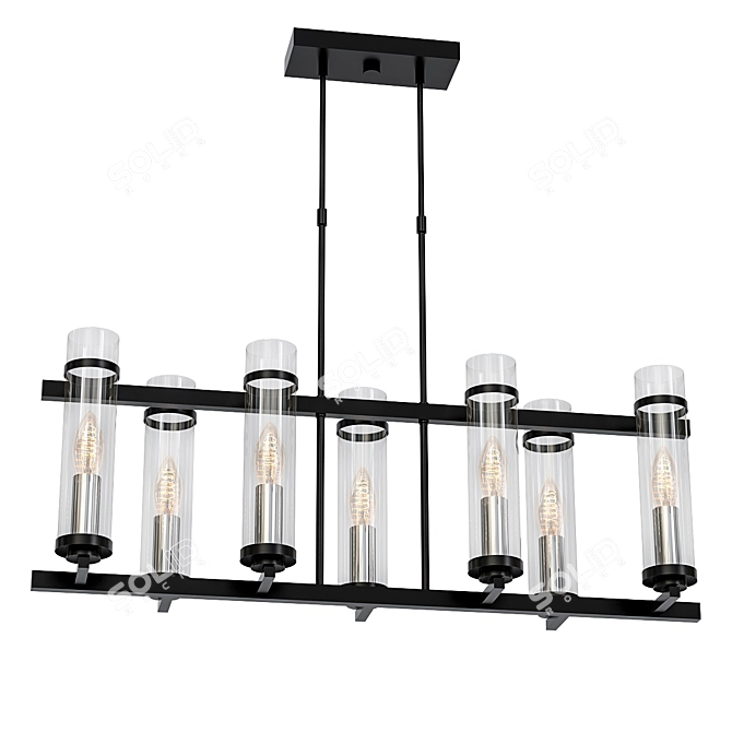 Dual-row Pendant Light with Bichero Shades 3D model image 1