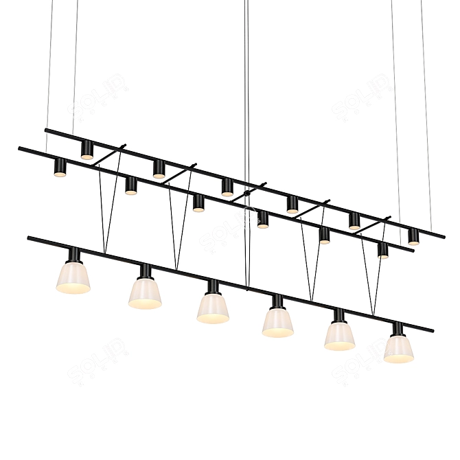 Triangle Truss Pendant with Cylinder Lights 3D model image 1