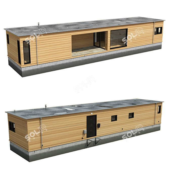 Luxury Floating Retreat: Houseboat 3D model image 1