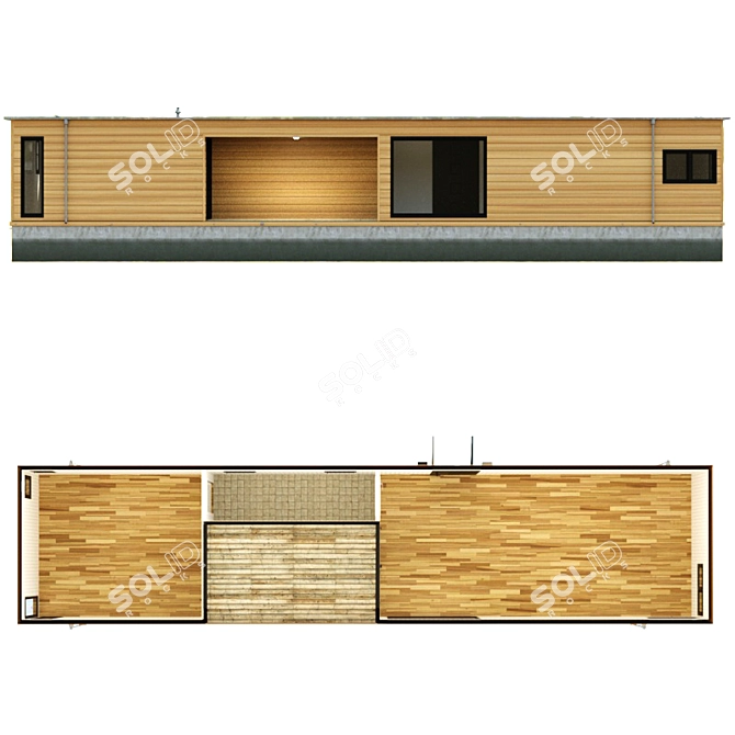 Luxury Floating Retreat: Houseboat 3D model image 2