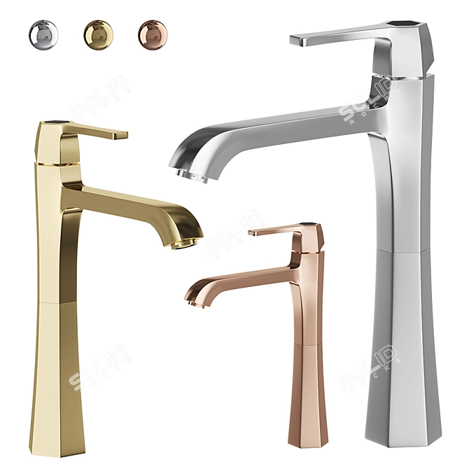 Chérie Tall Basin Mixer: Chrome, Gold, Rose Gold 3D model image 1