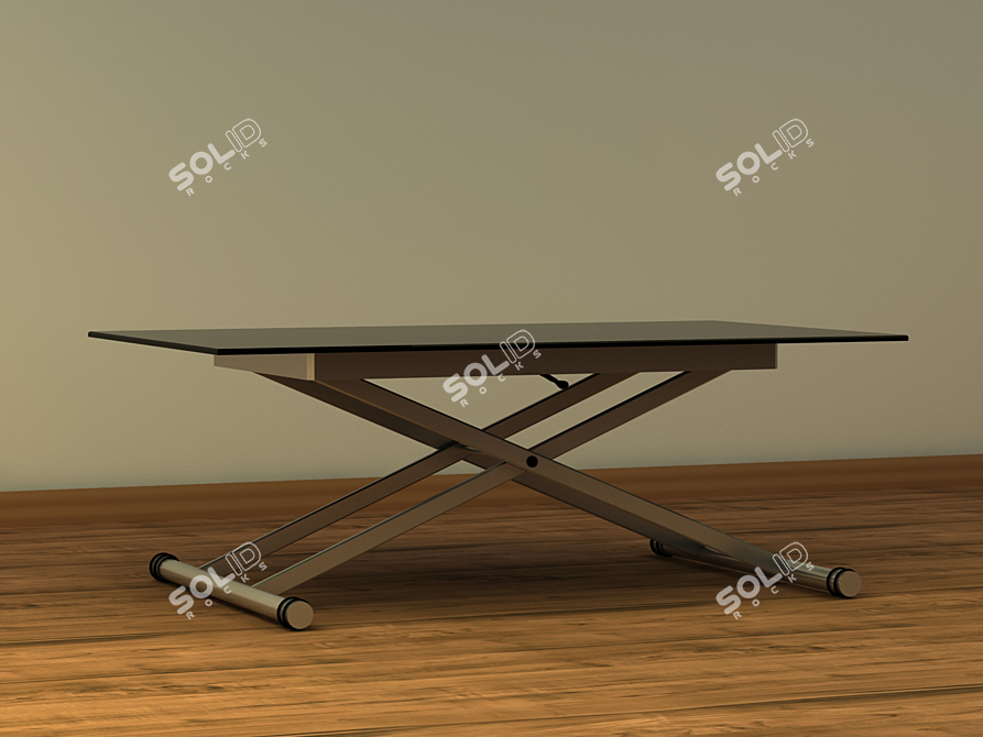 Versatile Modern Black Glass Table 3D model image 2
