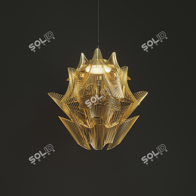 Golden Moire Pendant Lamp 3D model image 1