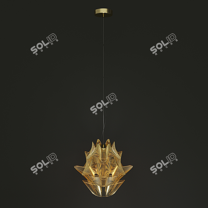 Golden Moire Pendant Lamp 3D model image 2