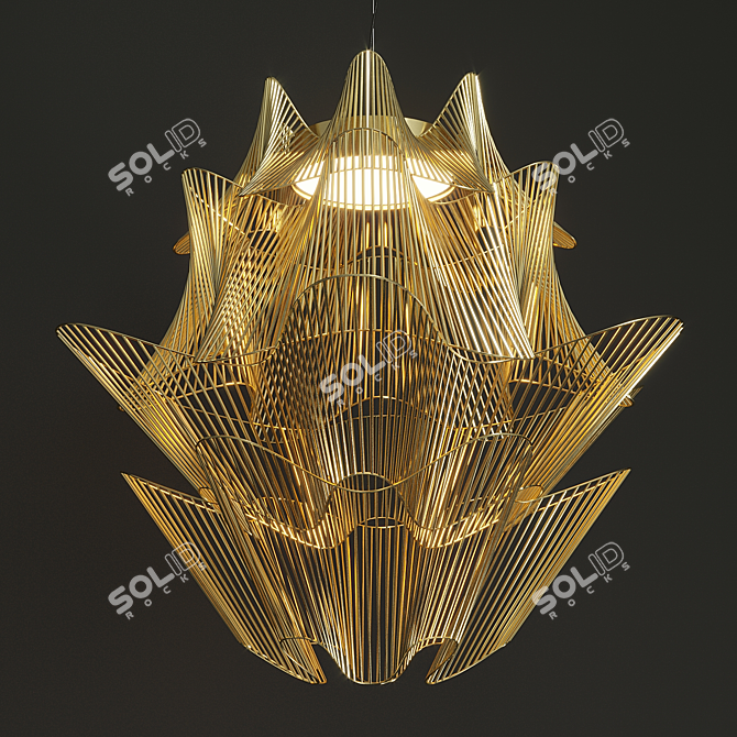 Golden Moire Pendant Lamp 3D model image 4