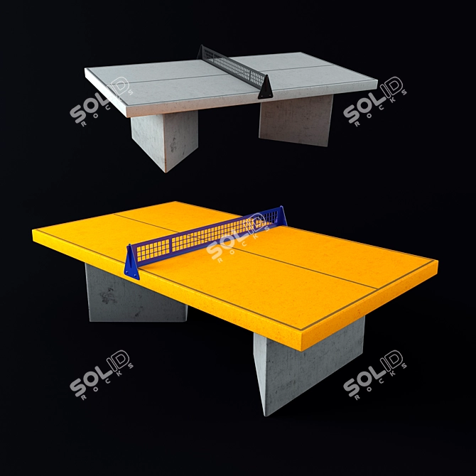 Concrete Tennis Table: Urban Park Furniture 3D model image 1