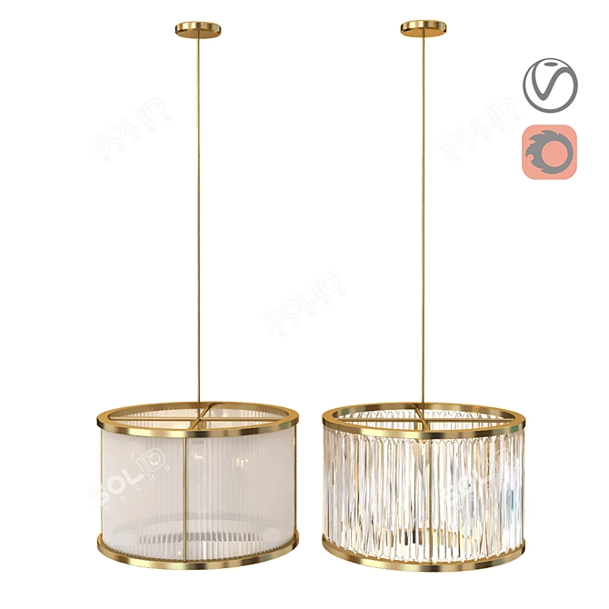 Elegant Crystal Ceiling Light 3D model image 1