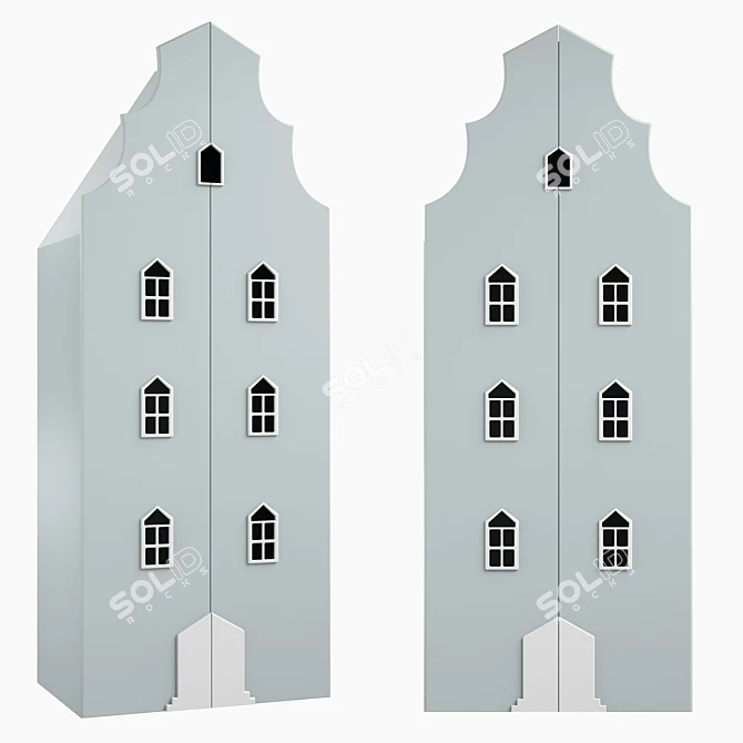 Zamburg M205 Children's Wardrobe-House: Stylish and Functional 3D model image 2