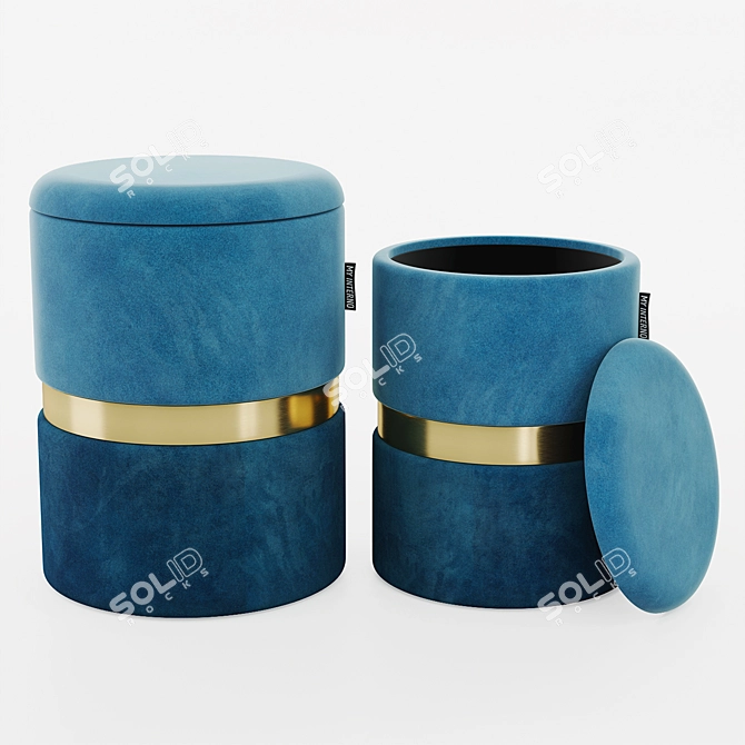 Fashionable Ottomans: My Interno Set of 2 in New-York Blue 3D model image 1