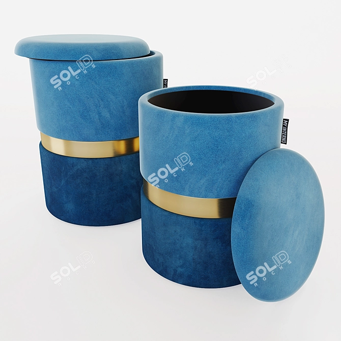 Fashionable Ottomans: My Interno Set of 2 in New-York Blue 3D model image 2