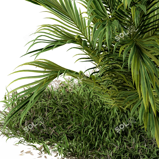 Tropical Serenity: Banana Palm and Wild Grass Outdoor Décor 3D model image 2