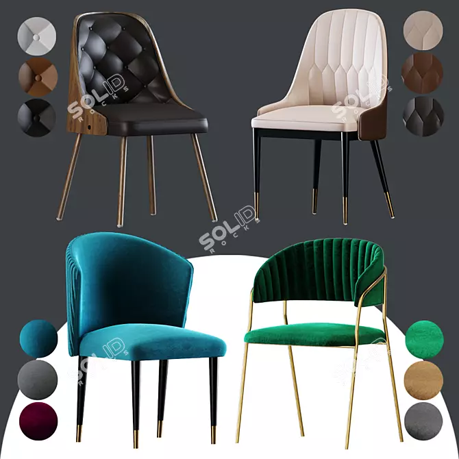 Elegant Upholstered Dining Chair 3D model image 1