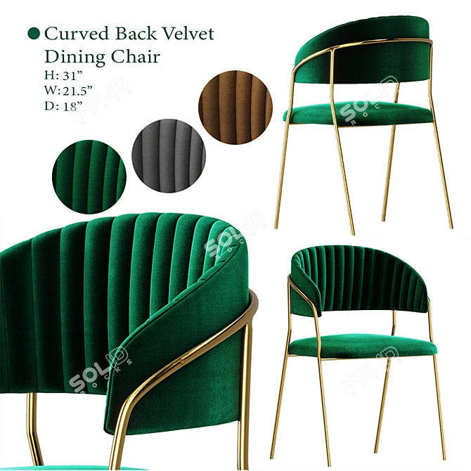 Elegant Upholstered Dining Chair 3D model image 5