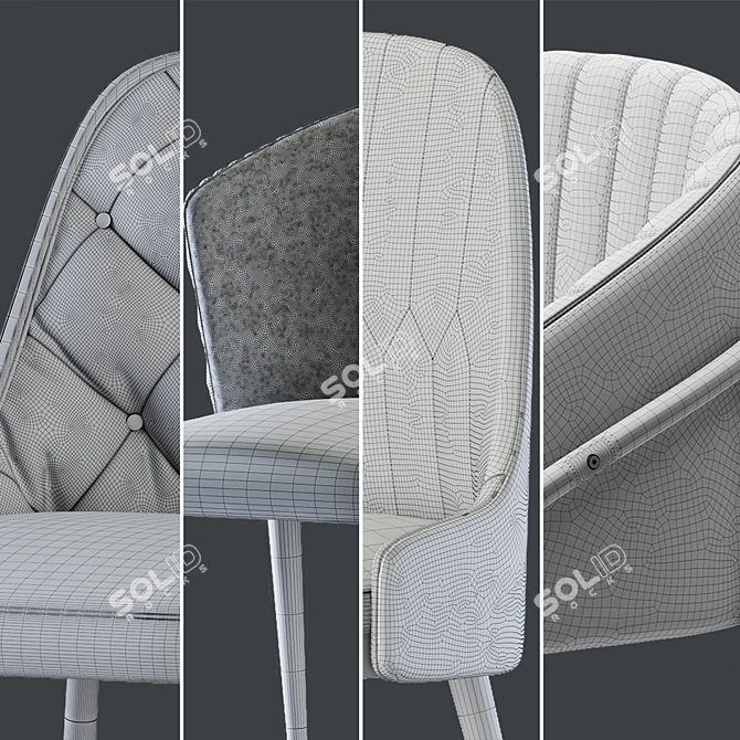 Elegant Upholstered Dining Chair 3D model image 10