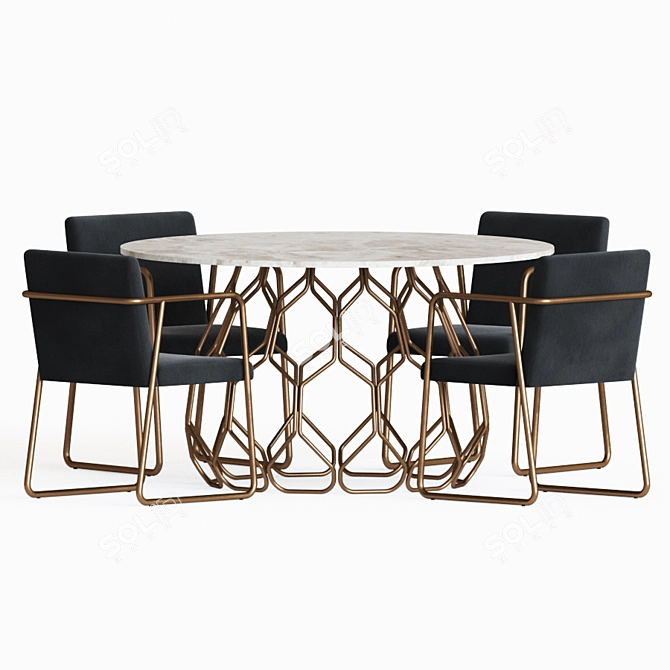 Modern Dining Set: Rouka Chair + Circuit Table 3D model image 2