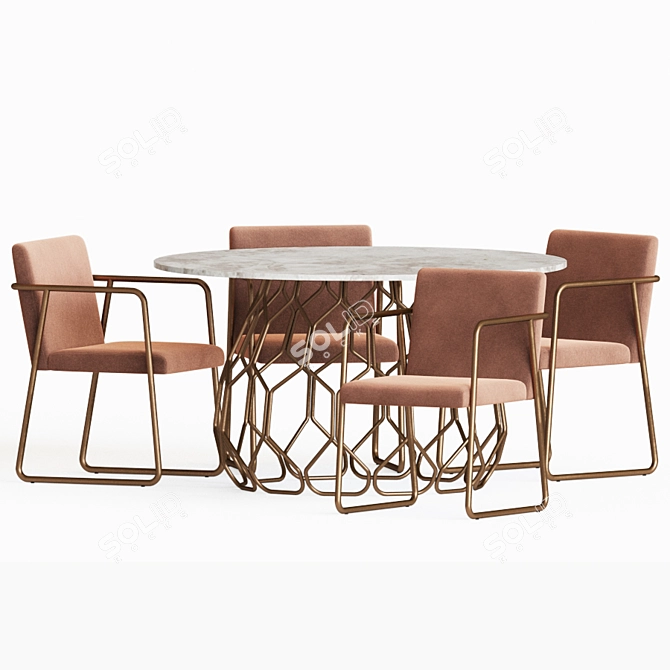 Modern Dining Set: Rouka Chair + Circuit Table 3D model image 3