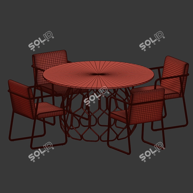 Modern Dining Set: Rouka Chair + Circuit Table 3D model image 5