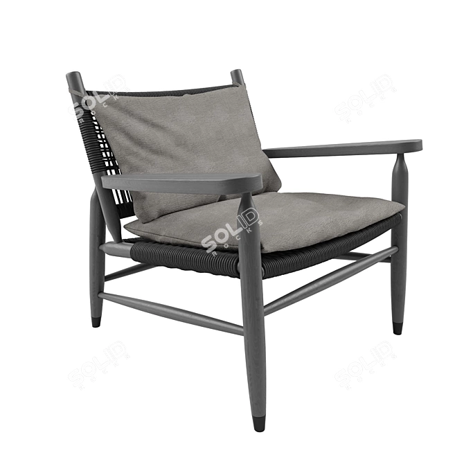 Tessa Outdoor: Elegant Wood and Woven Cord Armchair 3D model image 1