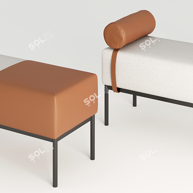 Elegant Olivya Stone Edo Bench 3D model image 2