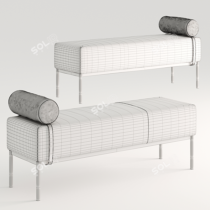 Elegant Olivya Stone Edo Bench 3D model image 3