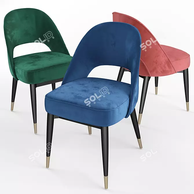 Velvet Dining Chairs: Clover Collection 3D model image 1