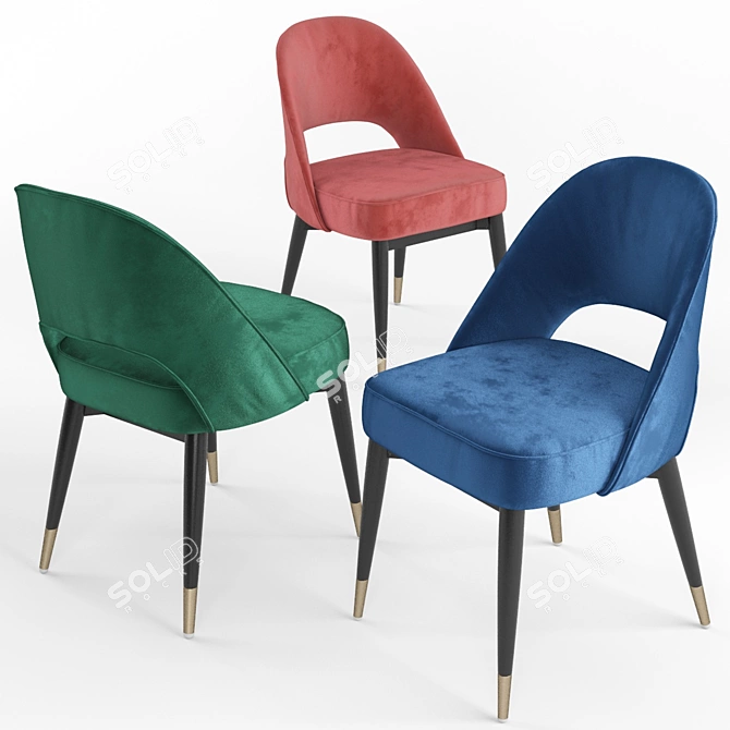 Velvet Dining Chairs: Clover Collection 3D model image 6