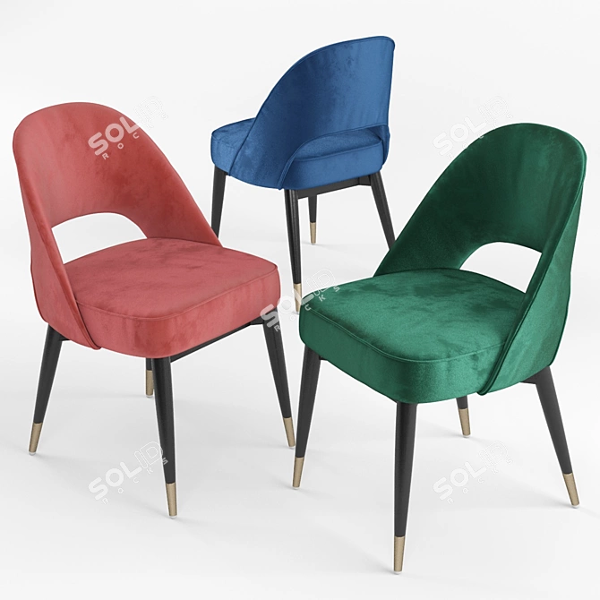 Velvet Dining Chairs: Clover Collection 3D model image 7