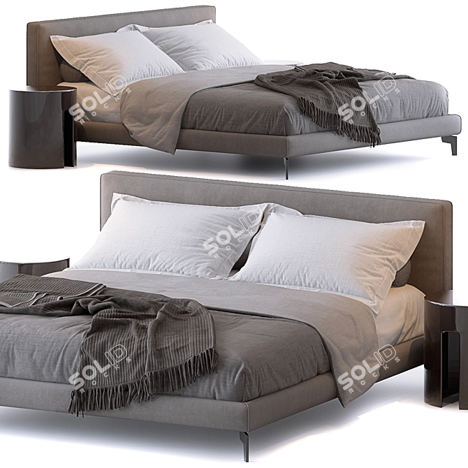 Elegant Stone Plus Bed 3D model image 1