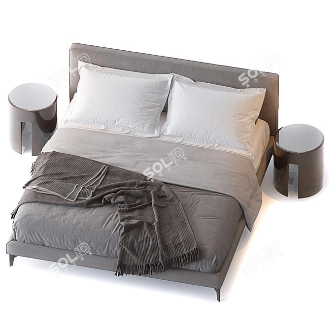 Elegant Stone Plus Bed 3D model image 2