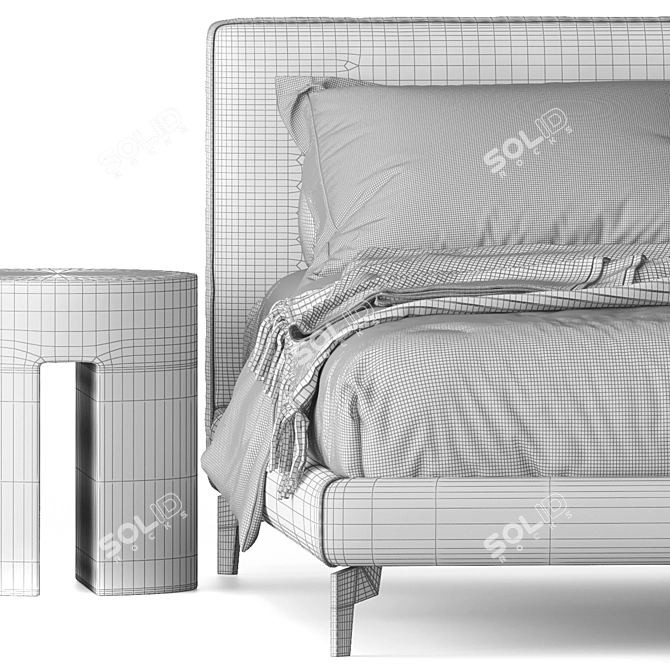 Elegant Stone Plus Bed 3D model image 4