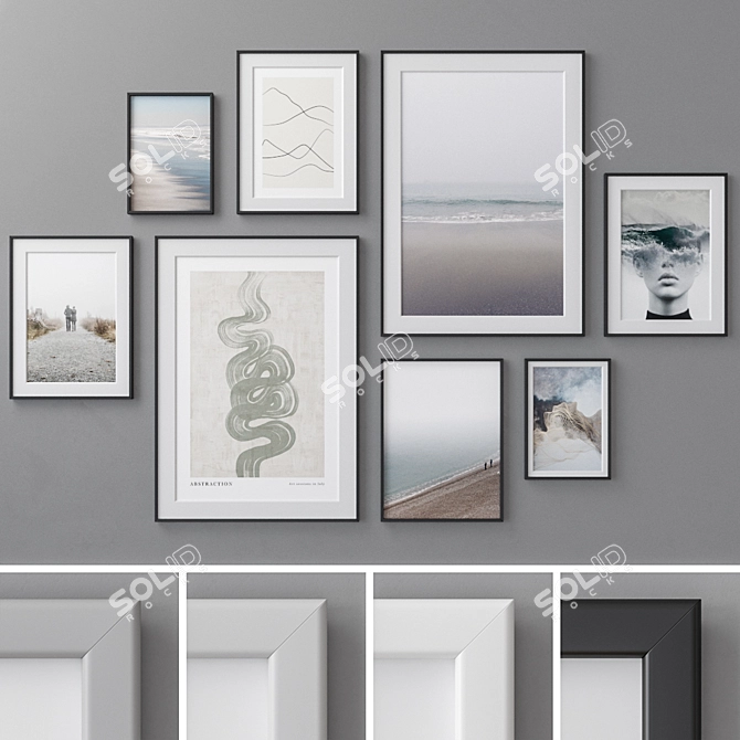 Stylish Picture Frames Set 3D model image 1