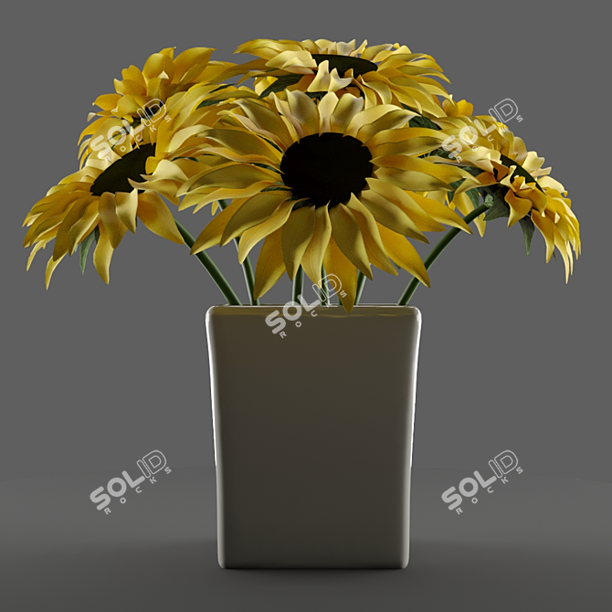 Sunny Beauty: Sunflower Bouquet 3D model image 1