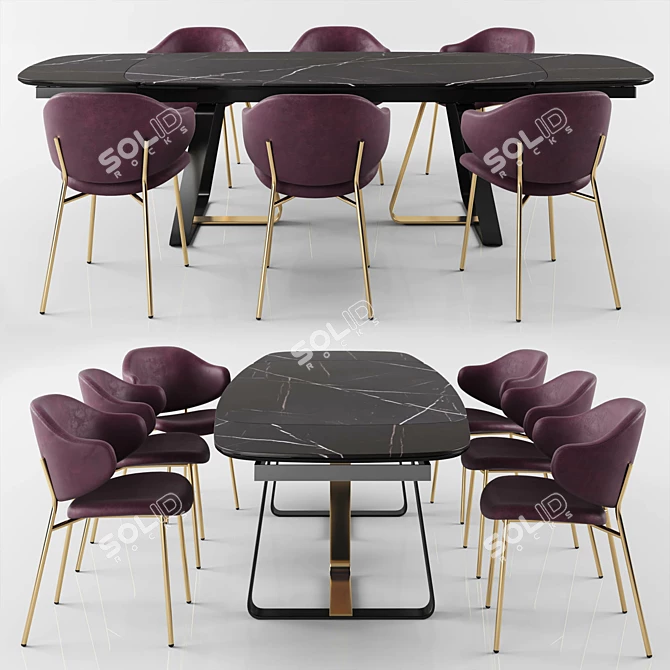 Sunshine Tavalo Table & Holly Chair Set 3D model image 3