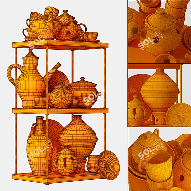  Sleek Clay Dish Rack 3D model image 5