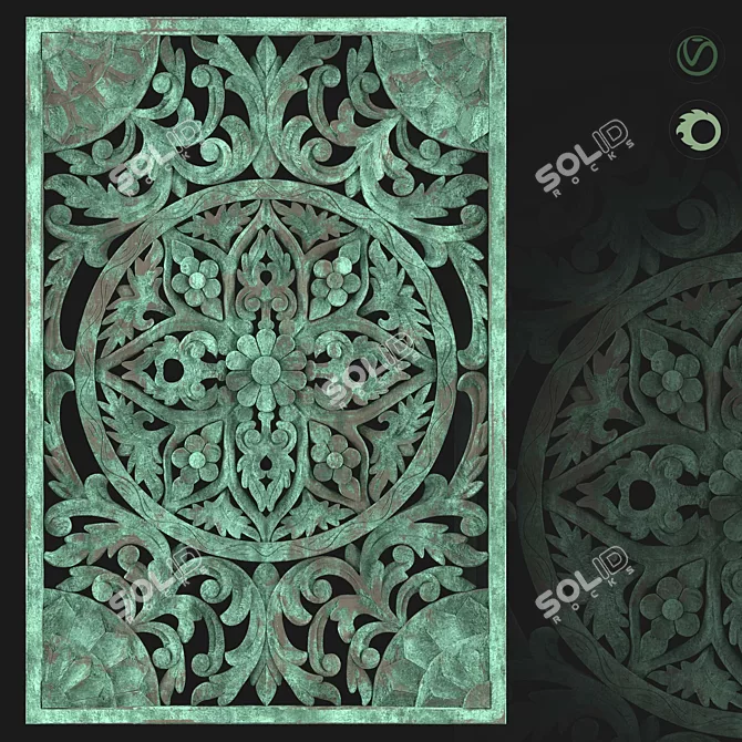 Corroded Bronze Architectural Ornament 3D model image 1