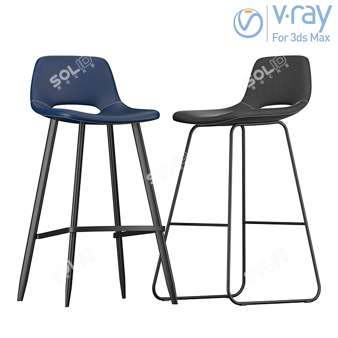 Modern Levy Barstool: Stylish and Functional 3D model image 1