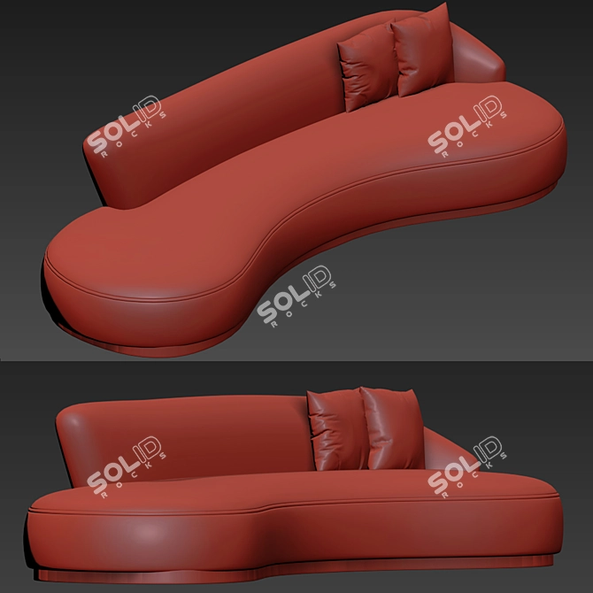 Luxury Marseille Curved Sofa (Mohair) 3D model image 3