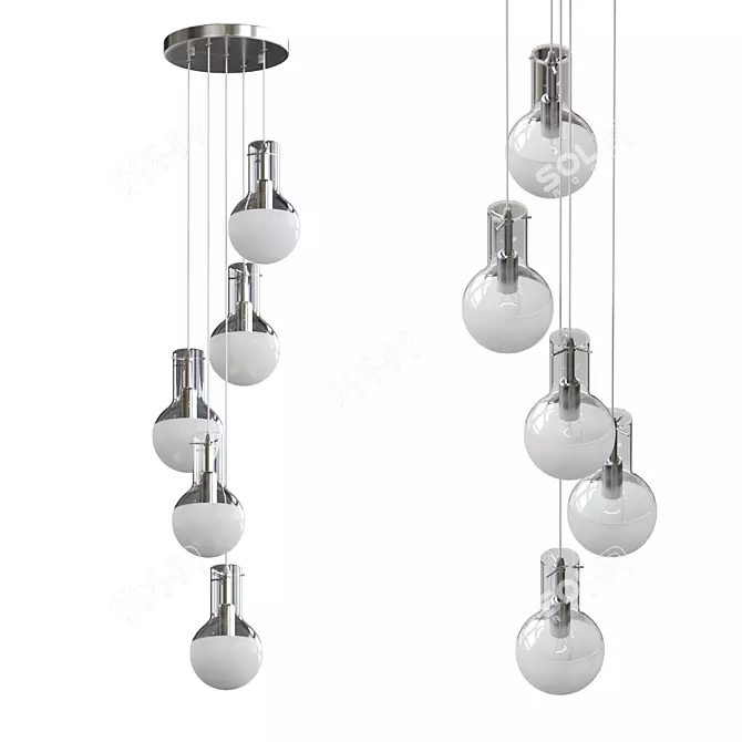 Modern Glass Bulb Pendant Lamp Kit 3D model image 1
