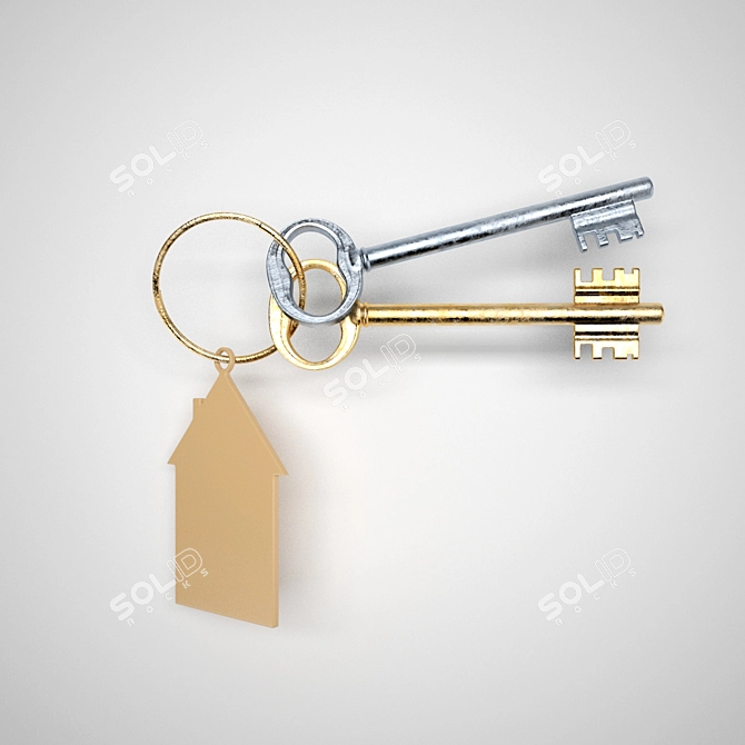  Rustic Key Lock 3D Model 3D model image 3