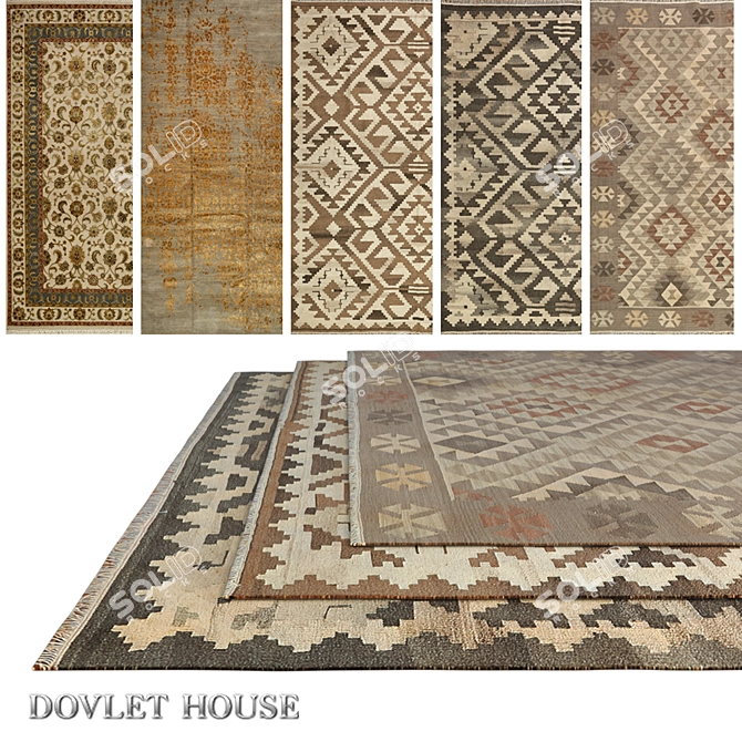 Title: DOVLET HOUSE Carpets - 5 Piece Set (534) 3D model image 1