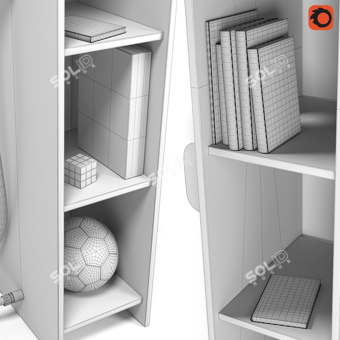 Sleek Teen Shelving Solution 3D model image 3