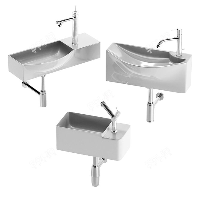 Contemporary Wash Basin Set 3D model image 1