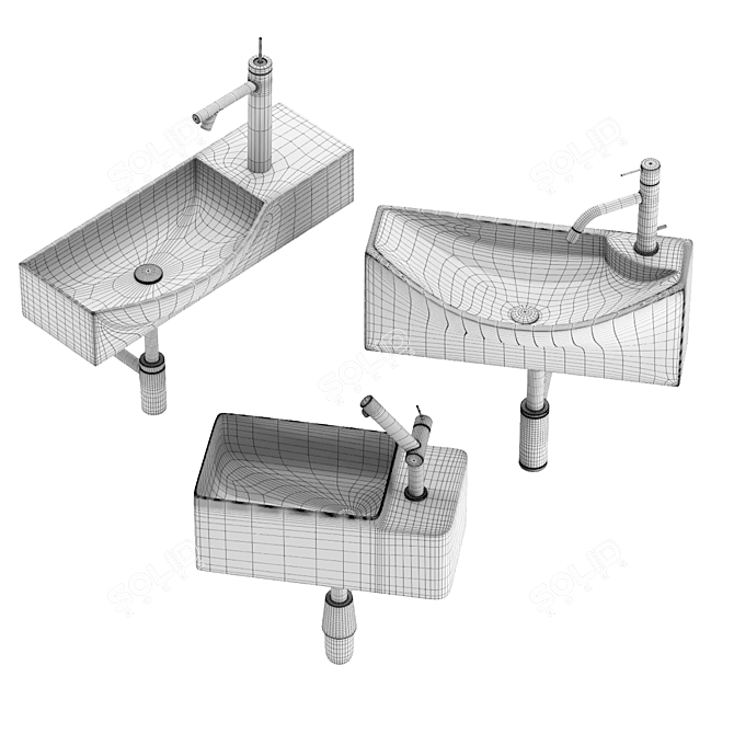 Contemporary Wash Basin Set 3D model image 3