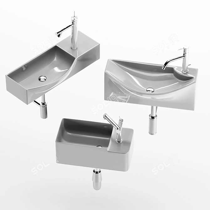 Contemporary Wash Basin Set 3D model image 4