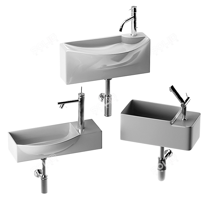 Contemporary Wash Basin Set 3D model image 5