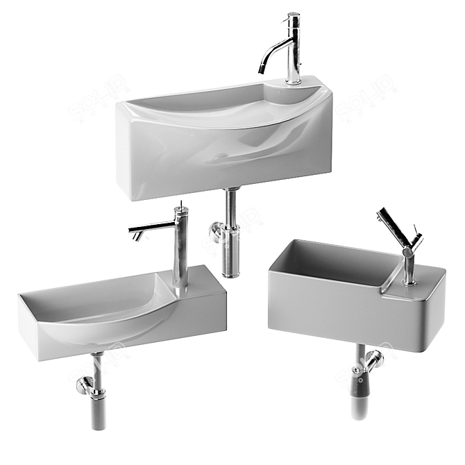 Contemporary Wash Basin Set 3D model image 8