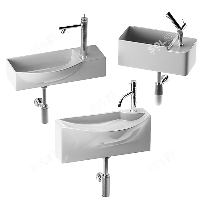 Contemporary Wash Basin Set 3D model image 10